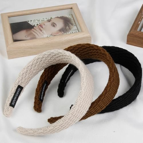 TEBIEKOY Knitted Headbands for Women - 4 Pack Non Slip Wide Hair Bands, Solid Color Elastic Hair Accessories for Girls Avelisse