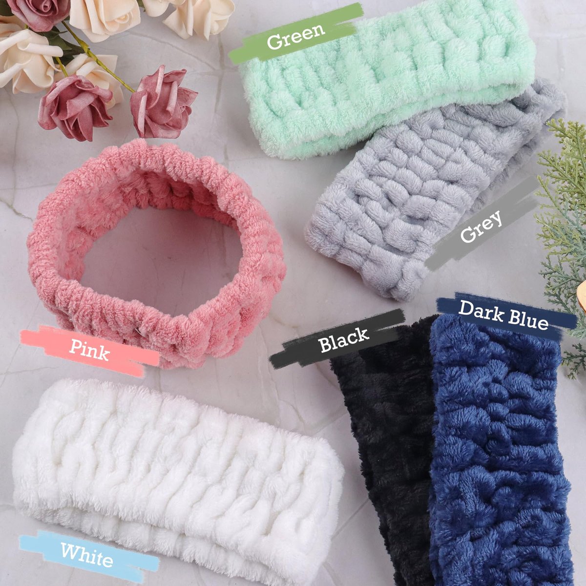Khrgovd 6PCS Spa Headband for Women – Soft Terry Cloth Hairband for Facial Makeup, Face Washing, Masking, Showering, and Spa Treatments (Multiple Colors) - görsel 3