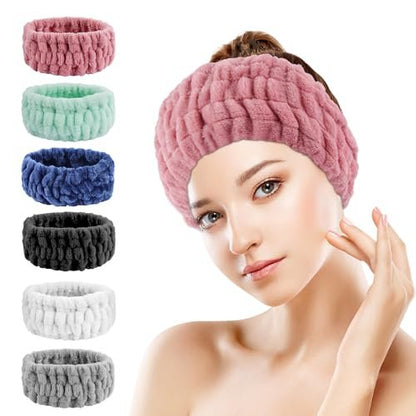 Khrgovd 6PCS Spa Headband for Women – Soft Terry Cloth Hairband for Facial Makeup, Face Washing, Masking, Showering, and Spa Treatments (Multiple Colors)