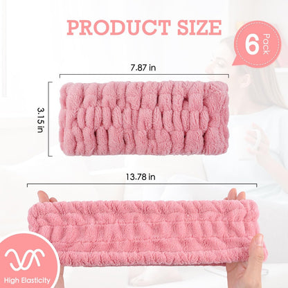Khrgovd 6PCS Spa Headband for Women – Soft Terry Cloth Hairband for Facial Makeup, Face Washing, Masking, Showering, and Spa Treatments (Multiple Colors)