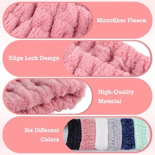 Khrgovd 6PCS Spa Headband for Women – Soft Terry Cloth Hairband for Facial Makeup, Face Washing, Masking, Showering, and Spa Treatments (Multiple Colors) - görsel 8