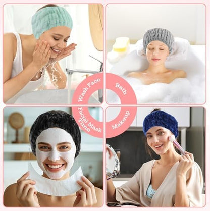 Khrgovd 6PCS Spa Headband for Women – Soft Terry Cloth Hairband for Facial Makeup, Face Washing, Masking, Showering, and Spa Treatments (Multiple Colors)