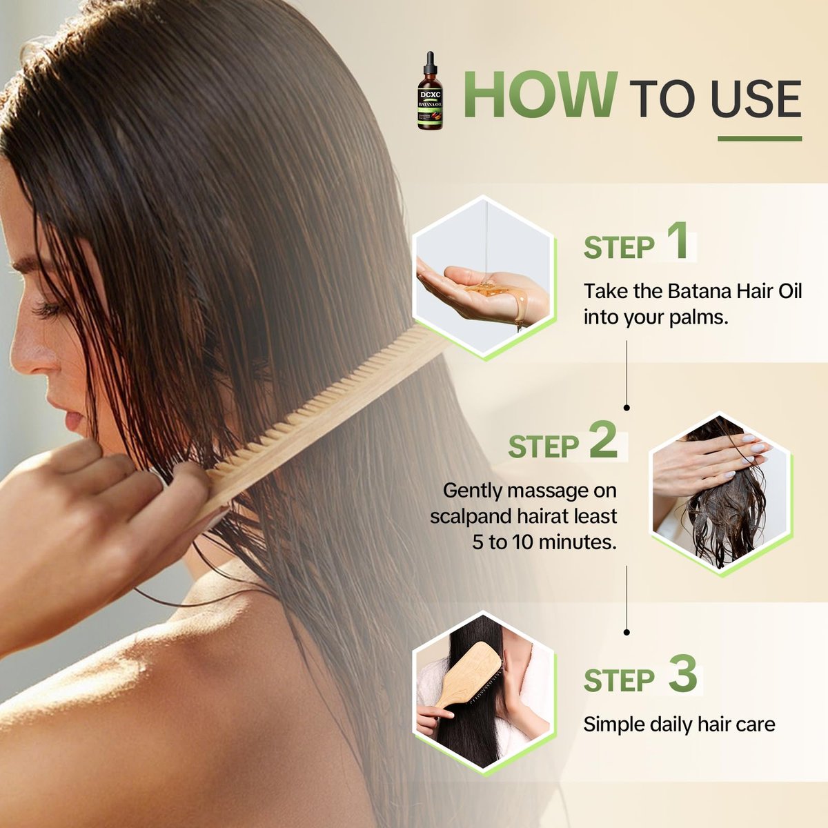 DCXC 100% Pure Batana Oil for Hair Growth - Natural Scalp Care & Hair Thickening Treatment | Revitalizes Damaged Hair, Reduces Breakage & Enhances Shine | Deep Conditioner for All Hair Types - 2oz Avelisse