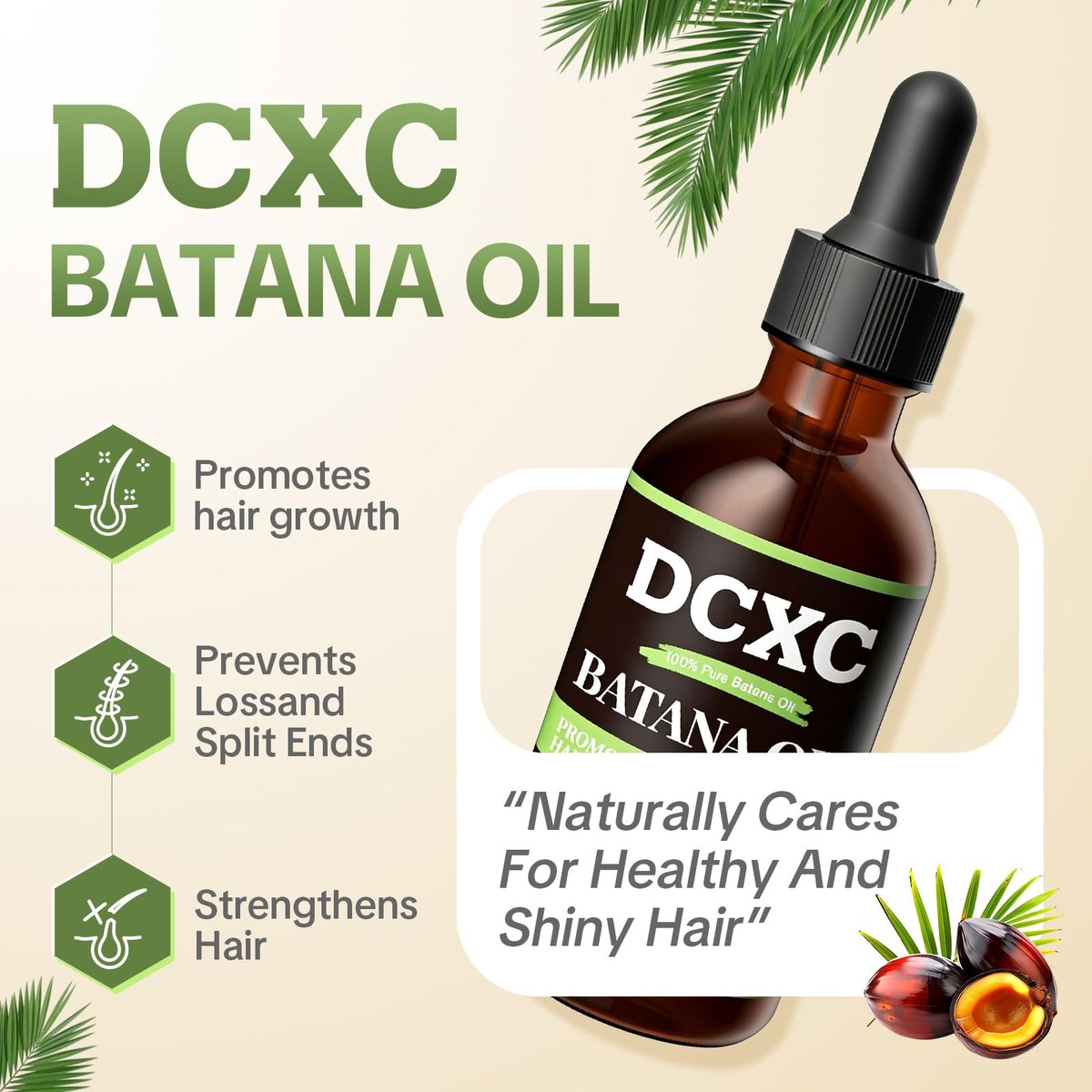 DCXC 100% Pure Batana Oil for Hair Growth - Natural Scalp Care & Hair Thickening Treatment | Revitalizes Damaged Hair, Reduces Breakage & Enhances Shine | Deep Conditioner for All Hair Types - 2oz Avelisse
