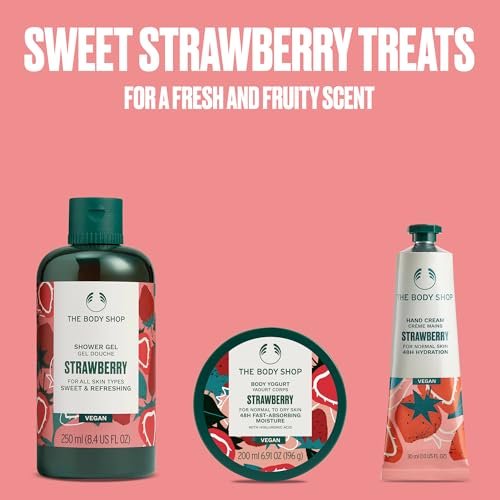 The Body Shop Strawberry Gift Set - 3 Piece Vegan Bath Set with Shower Gel, Body Yogurt & Hand Cream - görsel 6