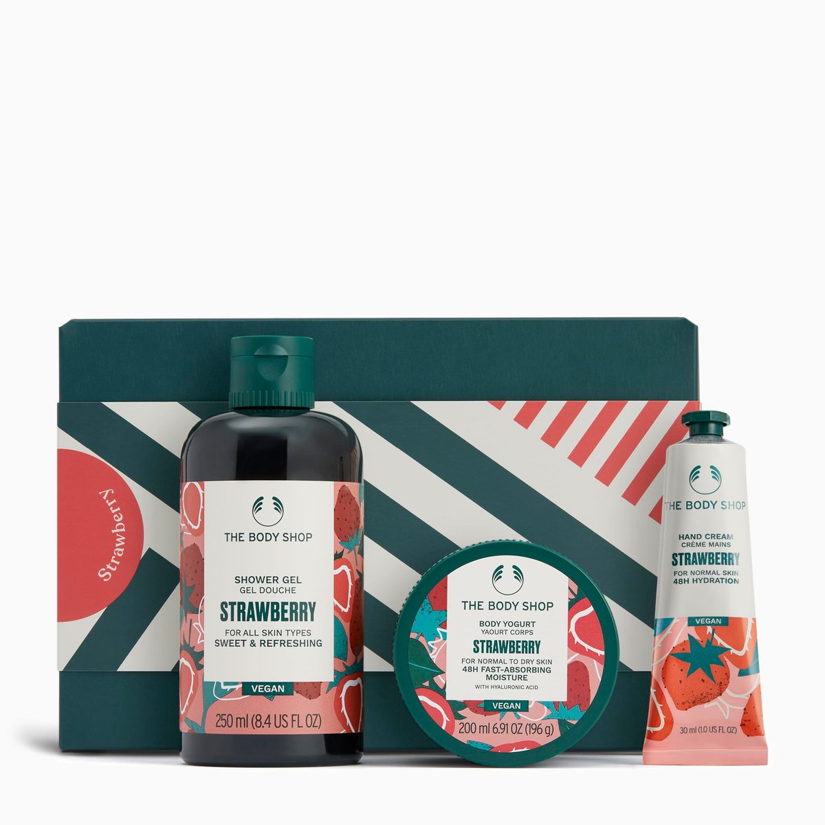 The Body Shop Strawberry Gift Set - 3 Piece Vegan Bath Set with Shower Gel, Body Yogurt & Hand Cream - görsel 1