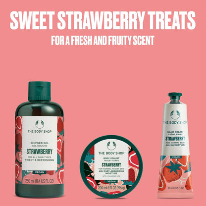 The Body Shop Strawberry Gift Set - 3 Piece Vegan Bath Set with Shower Gel, Body Yogurt & Hand Cream