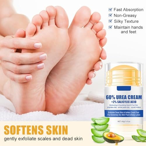 HJXUQIME 2-Pack 60% Urea Hydrating Foot Cream – Anti-Cracking Moisturizer for Dry Cracked Feet & Hands (Aloe + Peach) - görsel 4