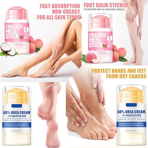 HJXUQIME 2-Pack 60% Urea Hydrating Foot Cream – Anti-Cracking Moisturizer for Dry Cracked Feet & Hands (Aloe + Peach) - görsel 10