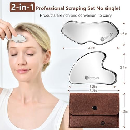 Niymyin 3-in-1 Stainless Steel Gua Sha Tools with Cold Therapy - Facial Scraping for Jaw Lift, Puffiness Reduction & Skin Tightening Avelisse