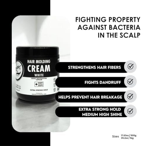Rolda White Molding Hair Cream for Men - Curl-Defining Styling Cream with Medium-Strong Hold, Natural Finish, Medium Shine, Anti-Frizz & Moisturizing - Alcohol & Paraben-Free (17.6 oz) Avelisse