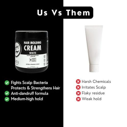 Rolda White Molding Hair Cream for Men - Curl-Defining Styling Cream with Medium-Strong Hold, Natural Finish, Medium Shine, Anti-Frizz & Moisturizing - Alcohol & Paraben-Free (17.6 oz) Avelisse