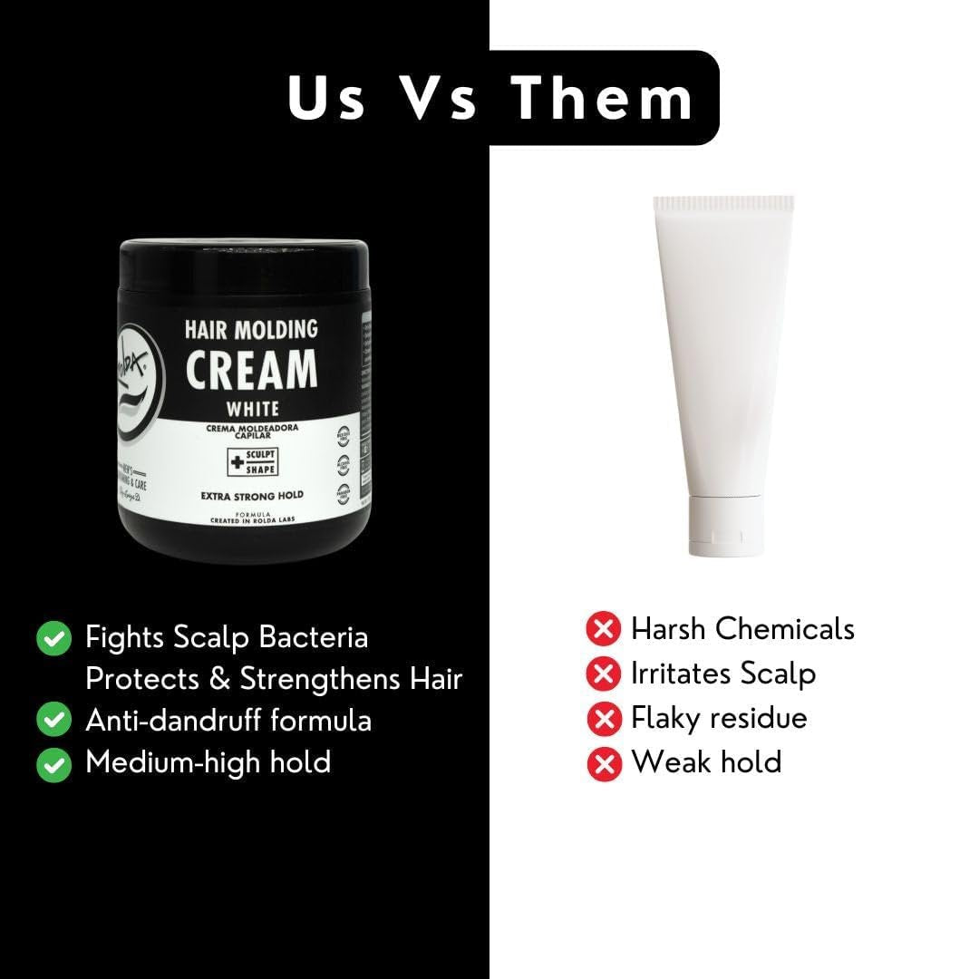 Rolda White Molding Hair Cream for Men - Curl-Defining Styling Cream with Medium-Strong Hold, Natural Finish, Medium Shine, Anti-Frizz & Moisturizing - Alcohol & Paraben-Free (17.6 oz) Avelisse