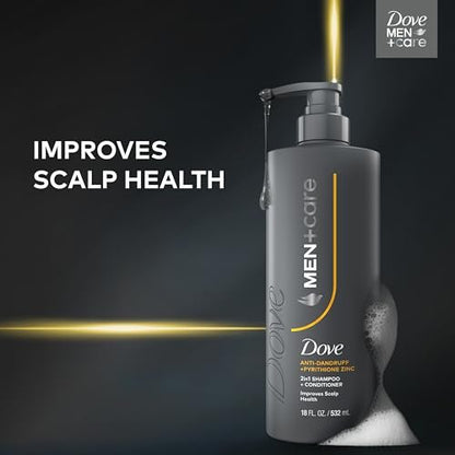 Dove Men+Care 2-in-1 Shampoo + Conditioner Anti-Dandruff, Pyrithione Zinc, 18 oz