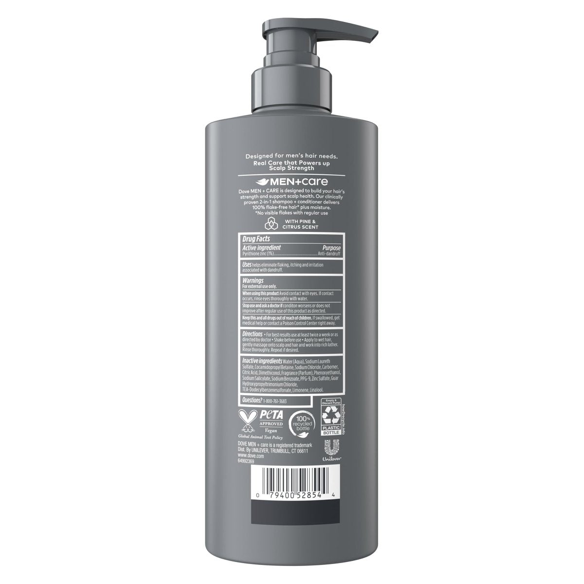 Dove Men+Care 2-in-1 Shampoo + Conditioner Anti-Dandruff, Pyrithione Zinc, 18 oz - görsel 3