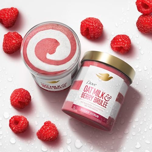 Dove Sugar Body Scrub Oat Milk & Berry Brulee - Exfoliating and Hydrating Body Scrub for Women, 15 oz Avelisse