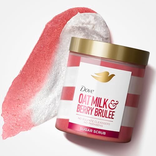 Dove Sugar Body Scrub Oat Milk & Berry Brulee - Exfoliating and Hydrating Body Scrub for Women, 15 oz Avelisse