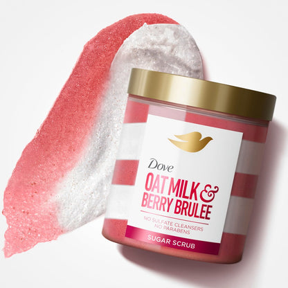 Dove Sugar Body Scrub Oat Milk & Berry Brulee - Exfoliating and Hydrating Body Scrub for Women, 15 oz Avelisse