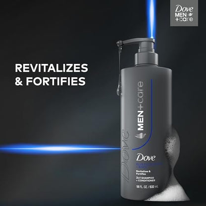 DOVE MEN + CARE Shampoo Eucalyptus & Birch 18 fl oz - Revitalizes & Fortifies for Real Hair Strength