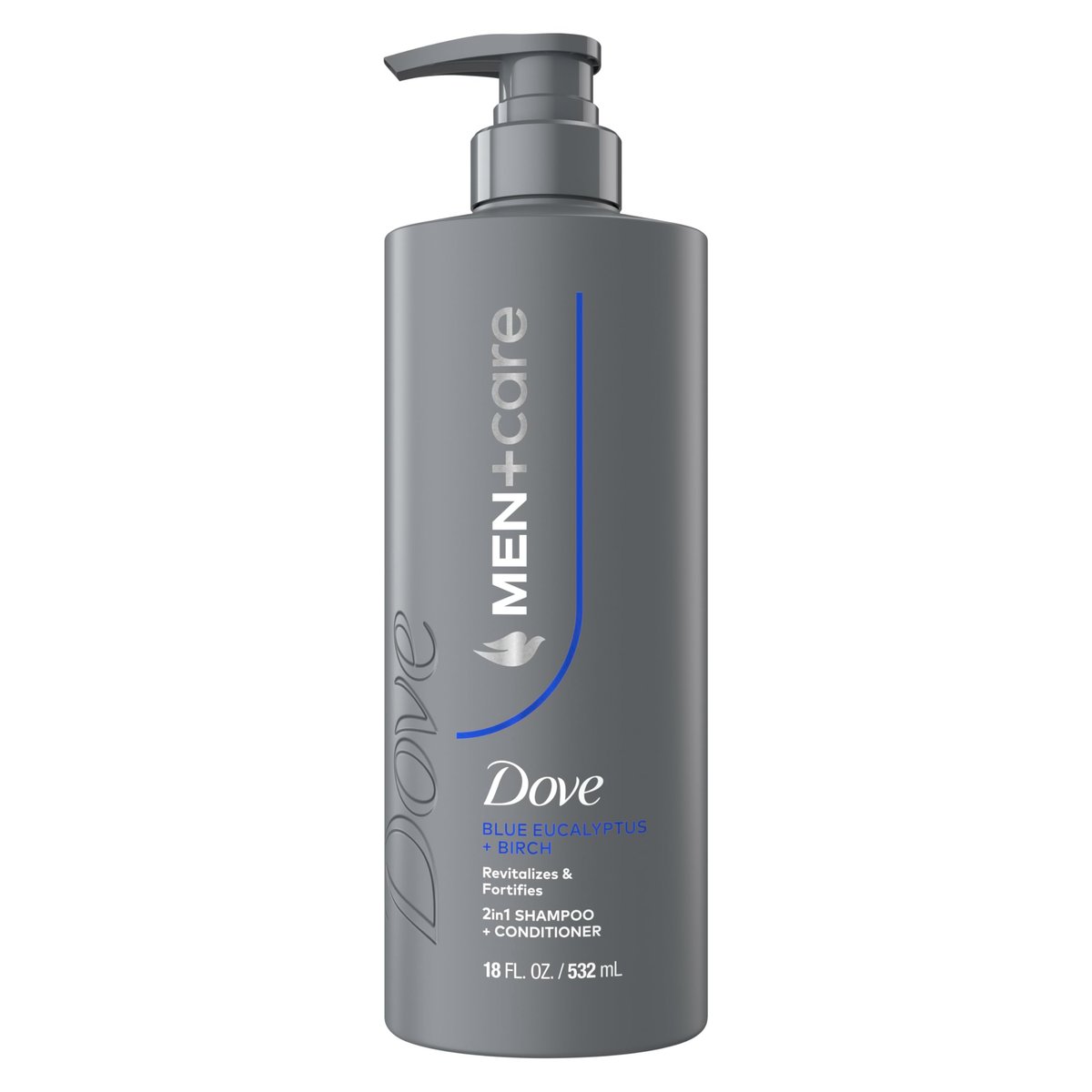 DOVE MEN + CARE Shampoo Eucalyptus & Birch 18 fl oz - Revitalizes & Fortifies for Real Hair Strength - görsel 1