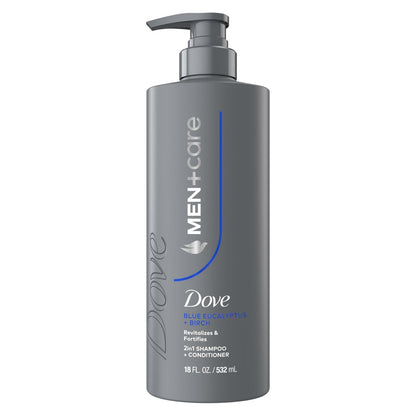 DOVE MEN + CARE Shampoo Eucalyptus & Birch 18 fl oz - Revitalizes & Fortifies for Real Hair Strength