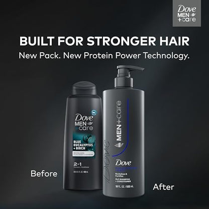 DOVE MEN + CARE Shampoo Eucalyptus & Birch 18 fl oz - Revitalizes & Fortifies for Real Hair Strength