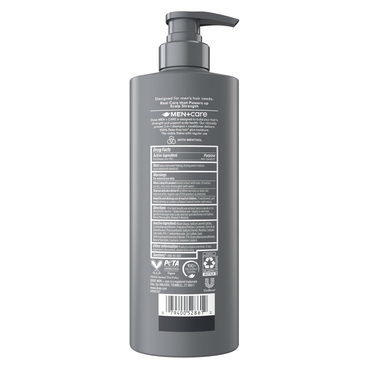 Dove Men+Care 2-in-1 Shampoo + Conditioner Dandruff Defense, 18 Fl Oz - görsel 3