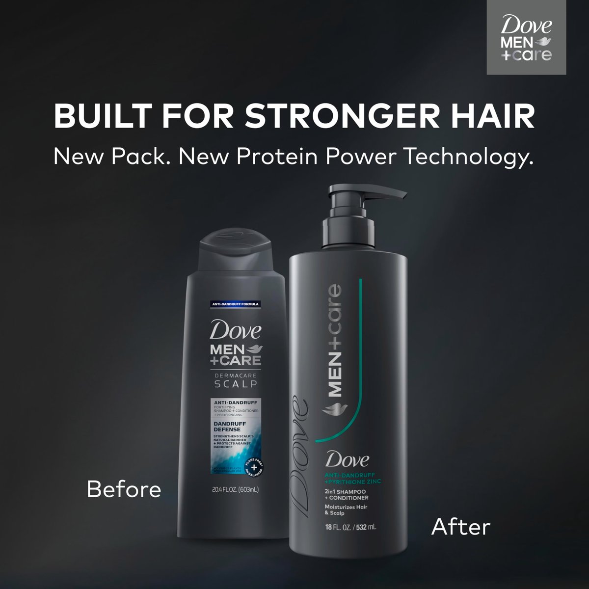 Dove Men+Care 2-in-1 Shampoo + Conditioner Dandruff Defense, 18 Fl Oz - görsel 5