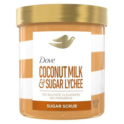 Dove Sugar Body Scrub Coconut & Lychee for Exfoliated & Hydrated Skin, 15 oz Avelisse