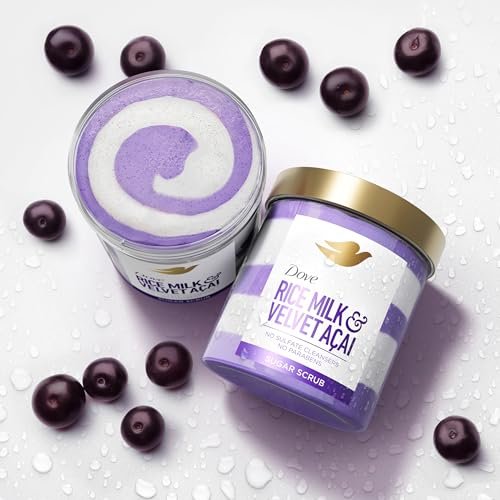 Dove Sugar Body Scrub Velvet Acai & Rice Milk for Women – Exfoliated & Hydrated Skin, 15 OZ Avelisse