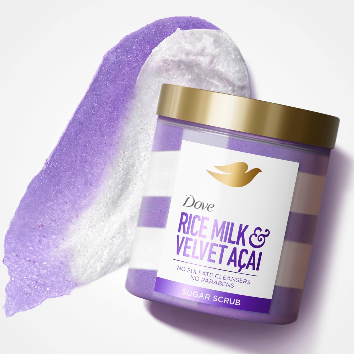 Dove Sugar Body Scrub Velvet Acai & Rice Milk for Women – Exfoliated & Hydrated Skin, 15 OZ Avelisse