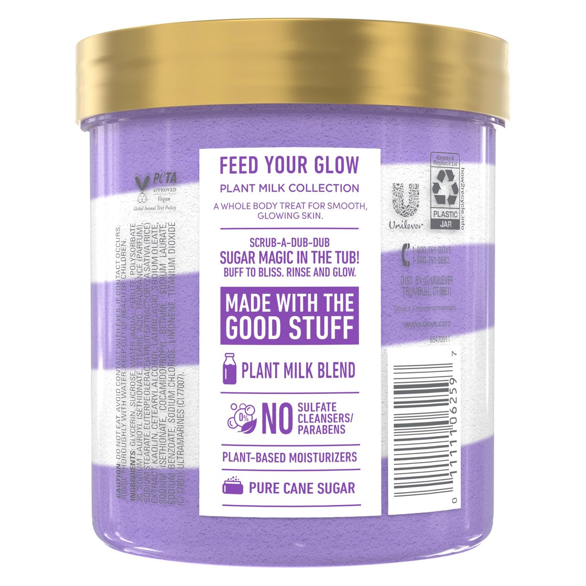 Dove Sugar Body Scrub Velvet Acai & Rice Milk for Women – Exfoliated & Hydrated Skin, 15 OZ Avelisse