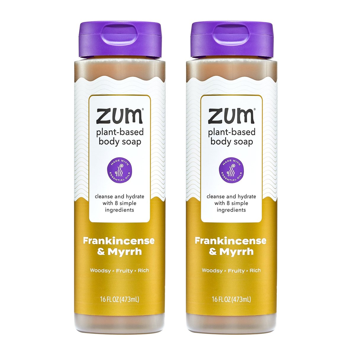 Zum Body Soap - Frankincense & Myrrh - 16 fl oz (2 Pack) - Natural Liquid Hand & Body Wash Avelisse