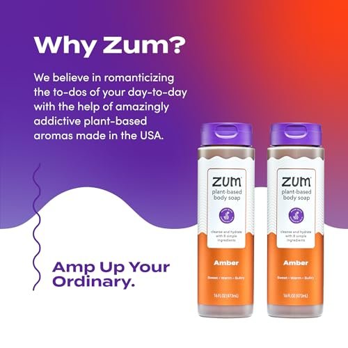 Zum Body Soap - Amber - 16 fl oz (2 Pack) - All-Natural Hand & Body Wash Avelisse