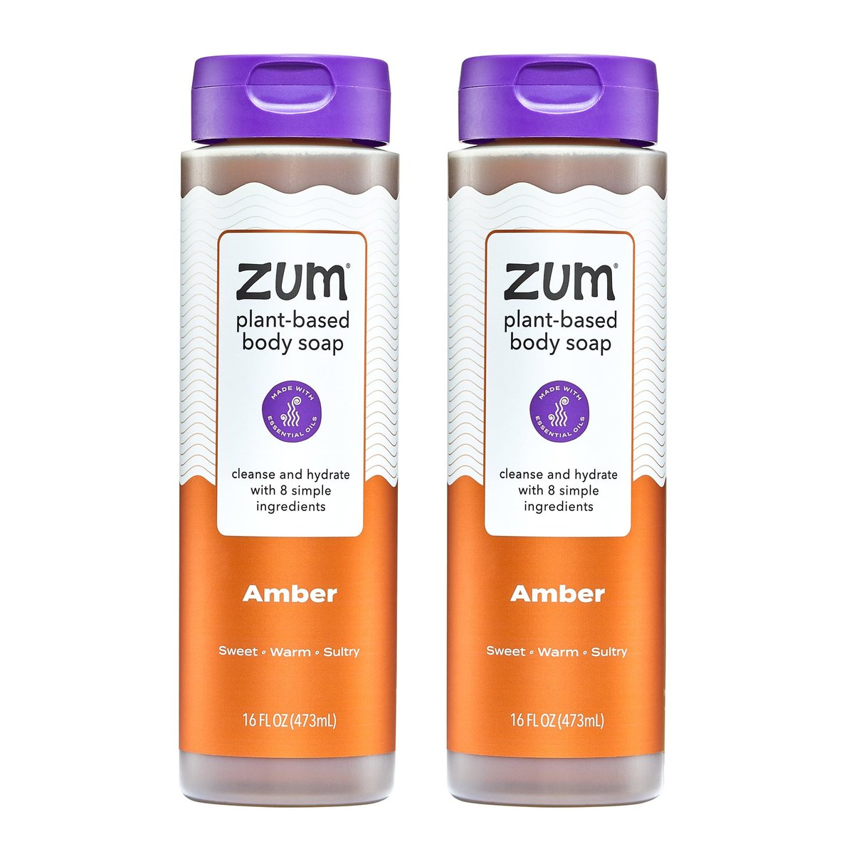 Zum Body Soap - Amber - 16 fl oz (2 Pack) - All-Natural Hand & Body Wash Avelisse