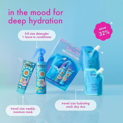 Amika Moisture-Minded Hydration Routine Set – Travel-Sized Shampoo & Conditioner for Dry Hair Avelisse