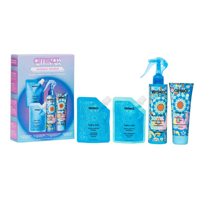 Amika Moisture-Minded Hydration Routine Set – Travel-Sized Shampoo & Conditioner for Dry Hair Avelisse