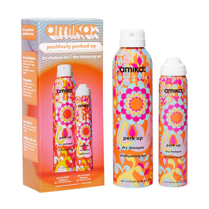 Amika Positively Perked Up Dry Shampoo Duo | Gift Set for Refreshing Hair Between Wash Days Avelisse