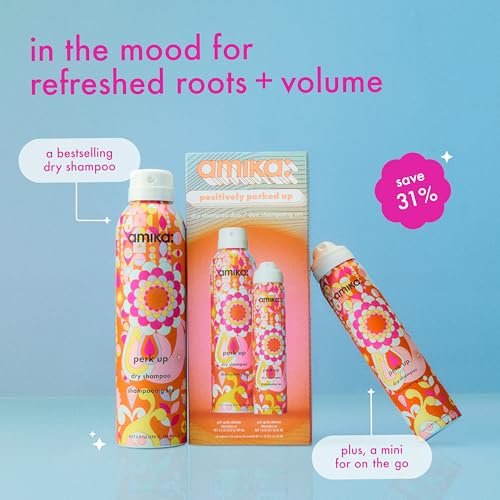 Amika Positively Perked Up Dry Shampoo Duo | Gift Set for Refreshing Hair Between Wash Days Avelisse