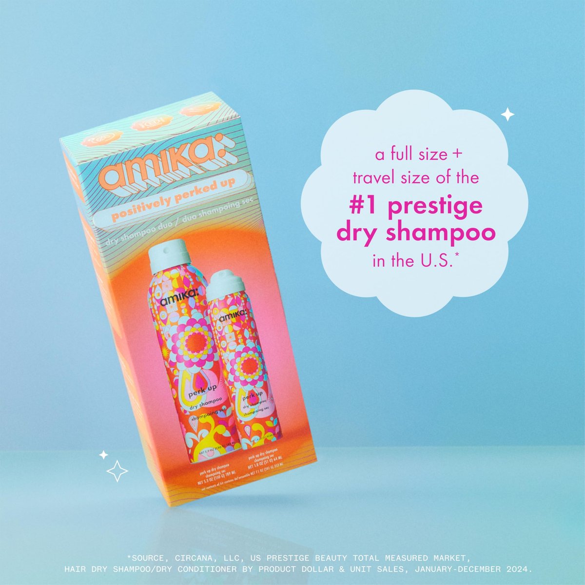 Amika Positively Perked Up Dry Shampoo Duo | Gift Set for Refreshing Hair Between Wash Days Avelisse
