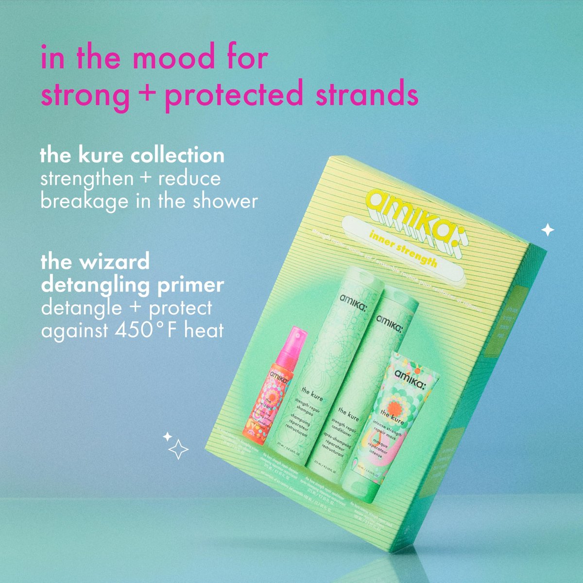 Amika Inner Strength Repair Routine Set – Shampoo, Conditioner & Treatment for Dry, Damaged Hair Avelisse