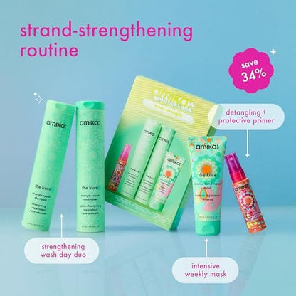 Amika Inner Strength Repair Routine Set – Shampoo, Conditioner & Treatment for Dry, Damaged Hair Avelisse
