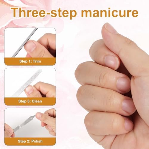 4pcs Diamond Dust Double Sided Stainless Steel Nail Files with Sharp Pointed Tip - Professional Manicure Pedicure Tools for Fingernail & Toenail - görsel 10