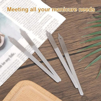 4pcs Diamond Dust Double Sided Stainless Steel Nail Files with Sharp Pointed Tip - Professional Manicure Pedicure Tools for Fingernail & Toenail