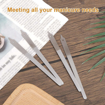 4pcs Diamond Dust Double Sided Stainless Steel Nail Files with Sharp Pointed Tip - Professional Manicure Pedicure Tools for Fingernail & Toenail