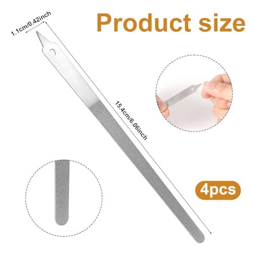 4pcs Diamond Dust Double Sided Stainless Steel Nail Files with Sharp Pointed Tip - Professional Manicure Pedicure Tools for Fingernail & Toenail - görsel 4
