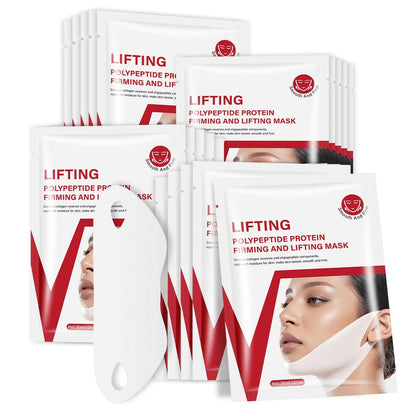 YAFUSIPE V Line Face Lifting Mask – 10 Pack – V-Line Shaping & Double Chin Reduction: The unique chin strap design – Image 1