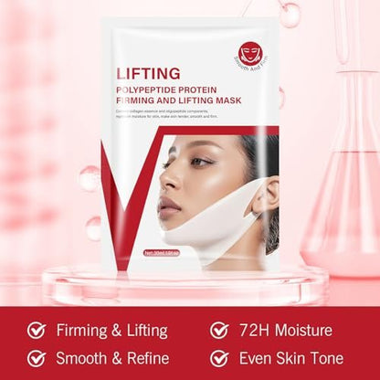 YAFUSIPE V Line Face Lifting Mask – 10 Pack – Easy to Use: The one-piece design fits comfortably under the chin – Image 10