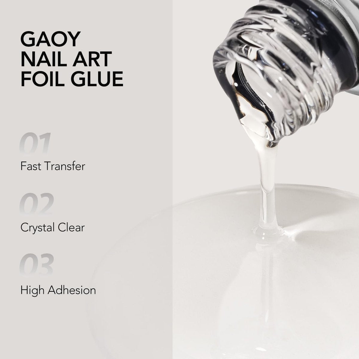 GAOY 16ml Nail Foil Glue – High Adhesion Foil Transfer Gel for Nail Art Stickers, Soak Off UV Light Cure Gel Nail Polish - görsel 5