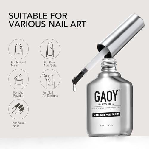 GAOY 16ml Nail Foil Glue – High Adhesion Foil Transfer Gel for Nail Art Stickers, Soak Off UV Light Cure Gel Nail Polish - görsel 12
